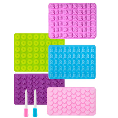 Juego de 5 moldes de gomitas con 2 goteros