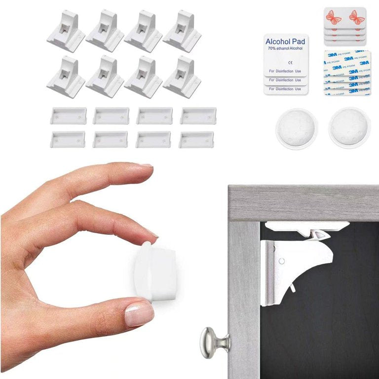 Cerraduras Magnéticas para Bebé Fácil Instalación (Paquete de 8 y 2 Llaves)
