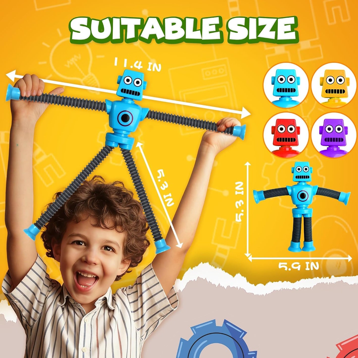 Robot sensorial de viaje de viaje de 4 piezas para niños