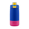 Botella de agua con aislamiento de acero inoxidable Ello Kids Colby de 12 oz con pajita, azul y rosa