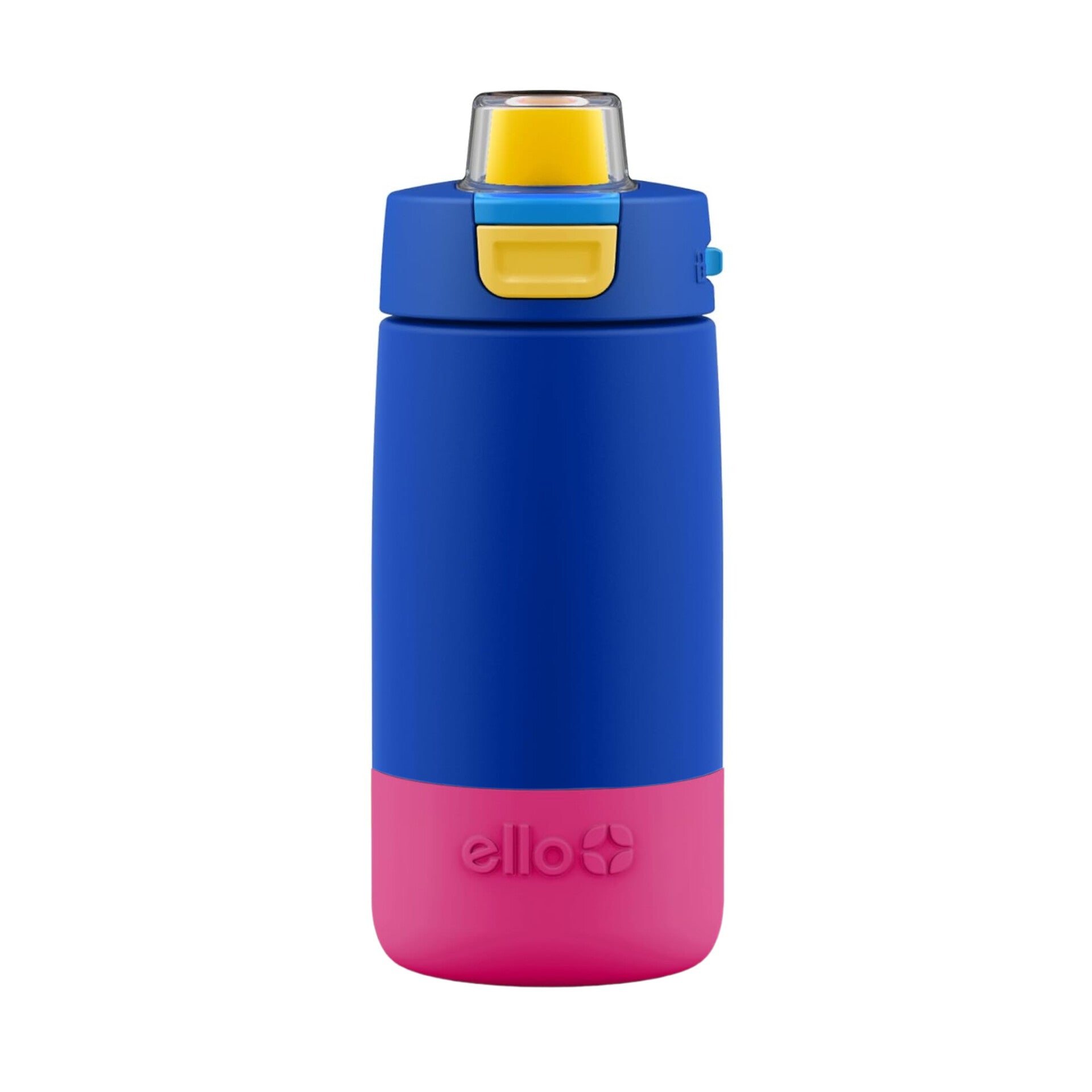 Botella de agua con aislamiento de acero inoxidable Ello Kids Colby de 12 oz con pajita, azul y rosa