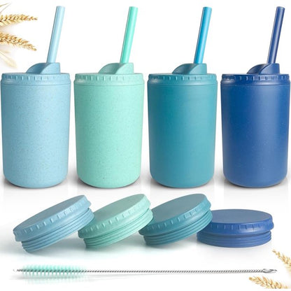 Teivio- 4 vasos de 295 ml (10 oz) de paja de trigo para niños