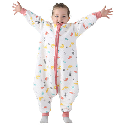 Saco de dormir de manga larga para niños pequeños con pies, 1,5 TOG, 5T-6T