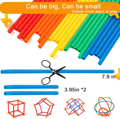 RAINBOW TOYFROG Juguetes de construcción de paja, 300 piezas