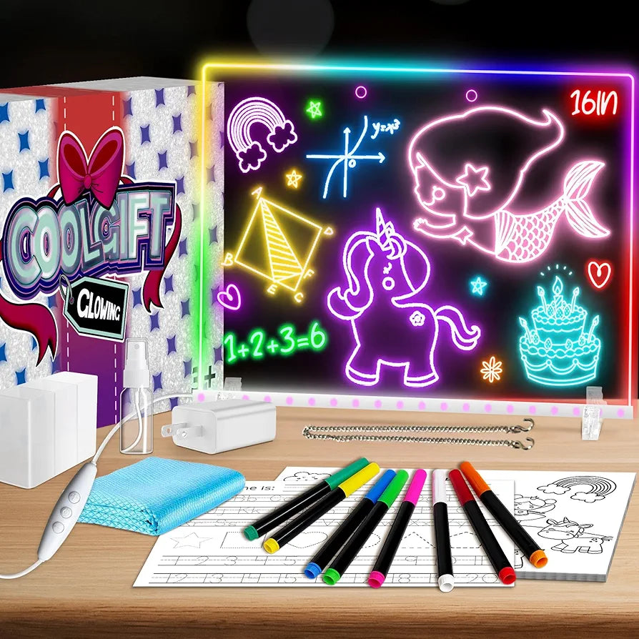 Tablero de dibujo LED de 16 pulgadas para niños
