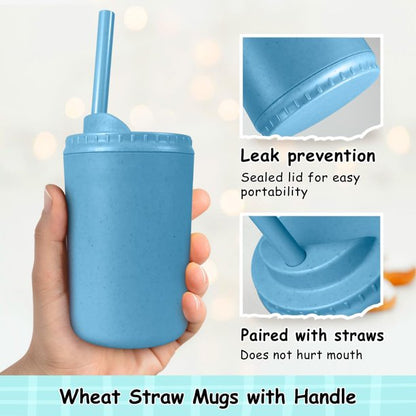 Teivio- 4 vasos de 295 ml (10 oz) de paja de trigo para niños