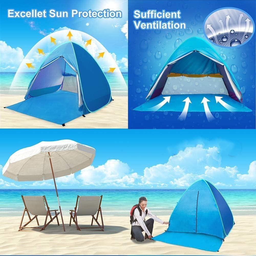 Refugio de playa XXL Pop Up protección UV 50 +, 3-5 personas,  200 x 165 x 130 cm