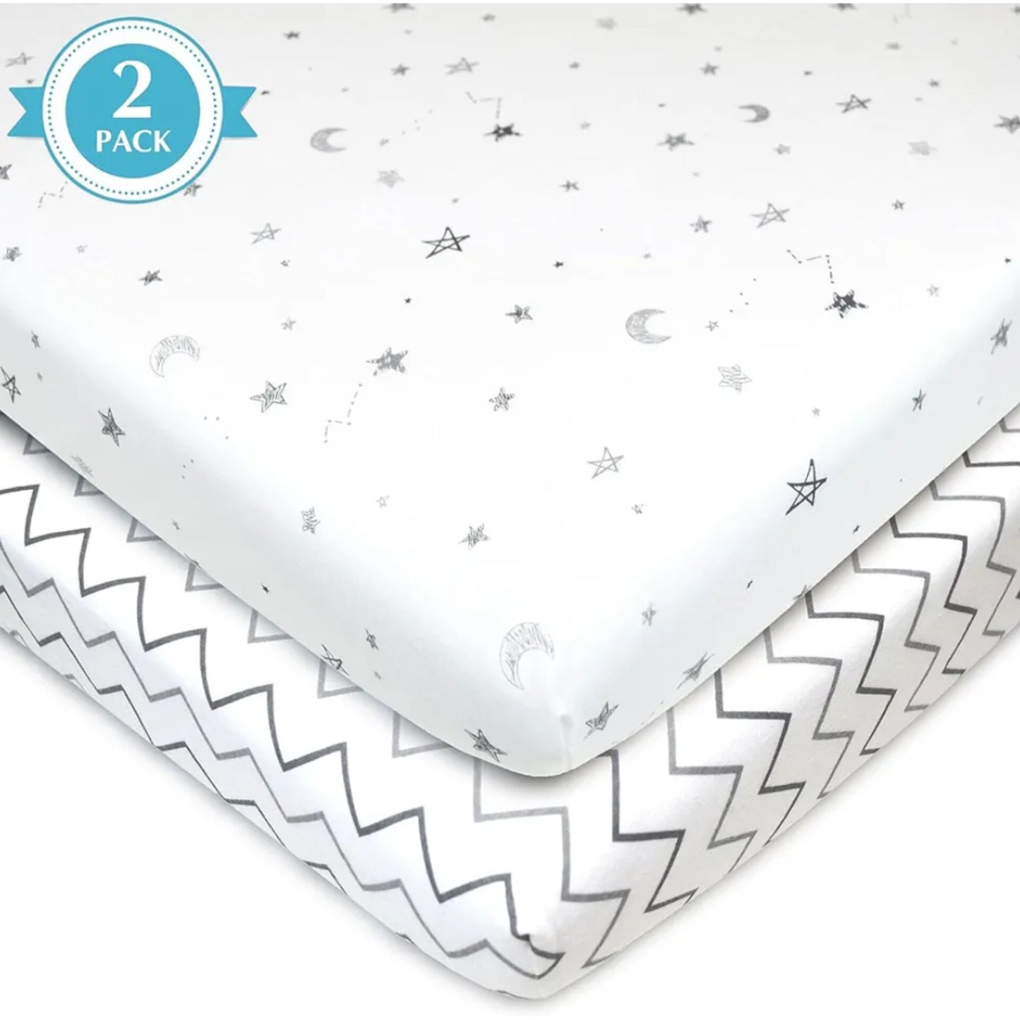 American Baby Company - Paquete de 2 sábanas ajustables  de punto de algodón