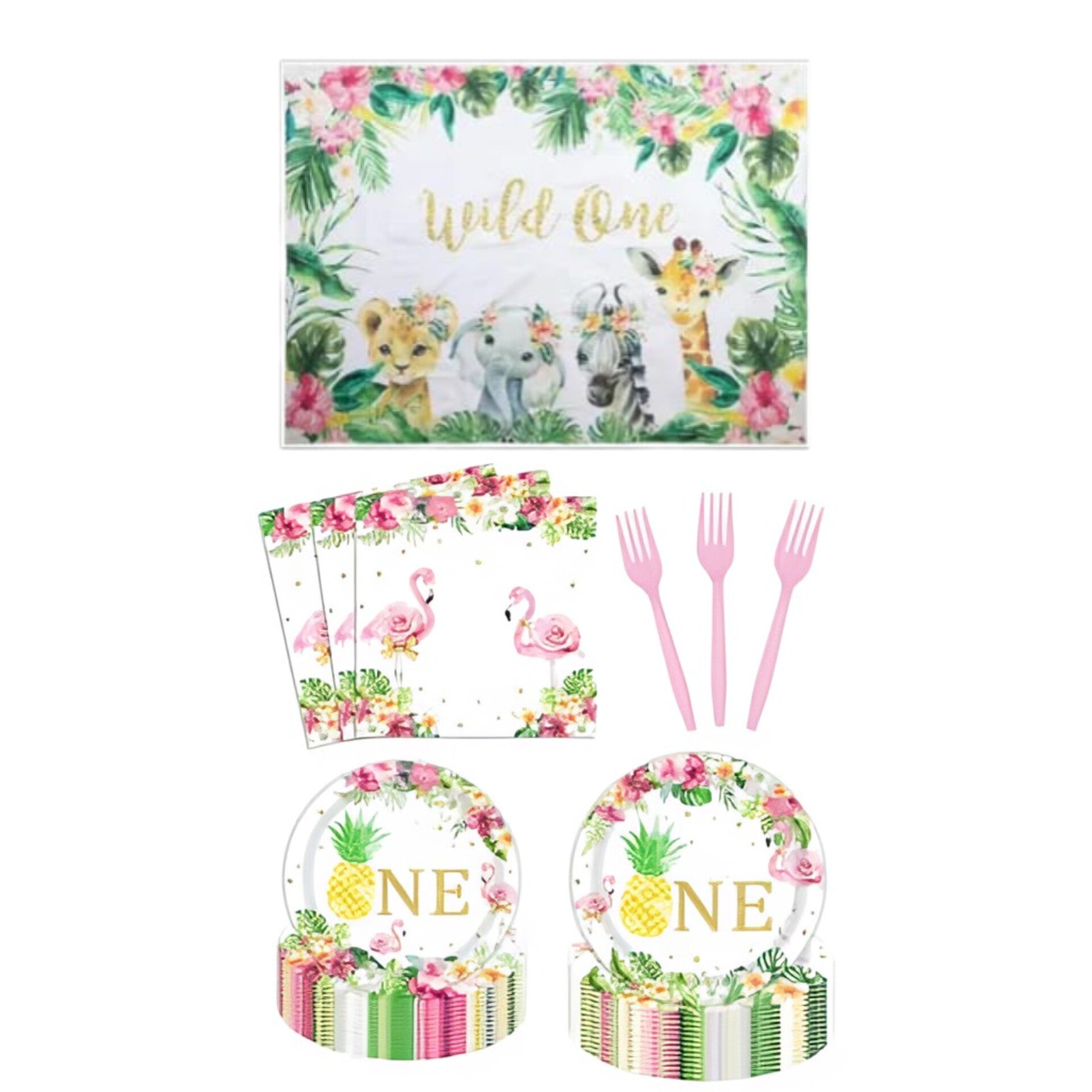 Vajilla fiesta selva,24 personas