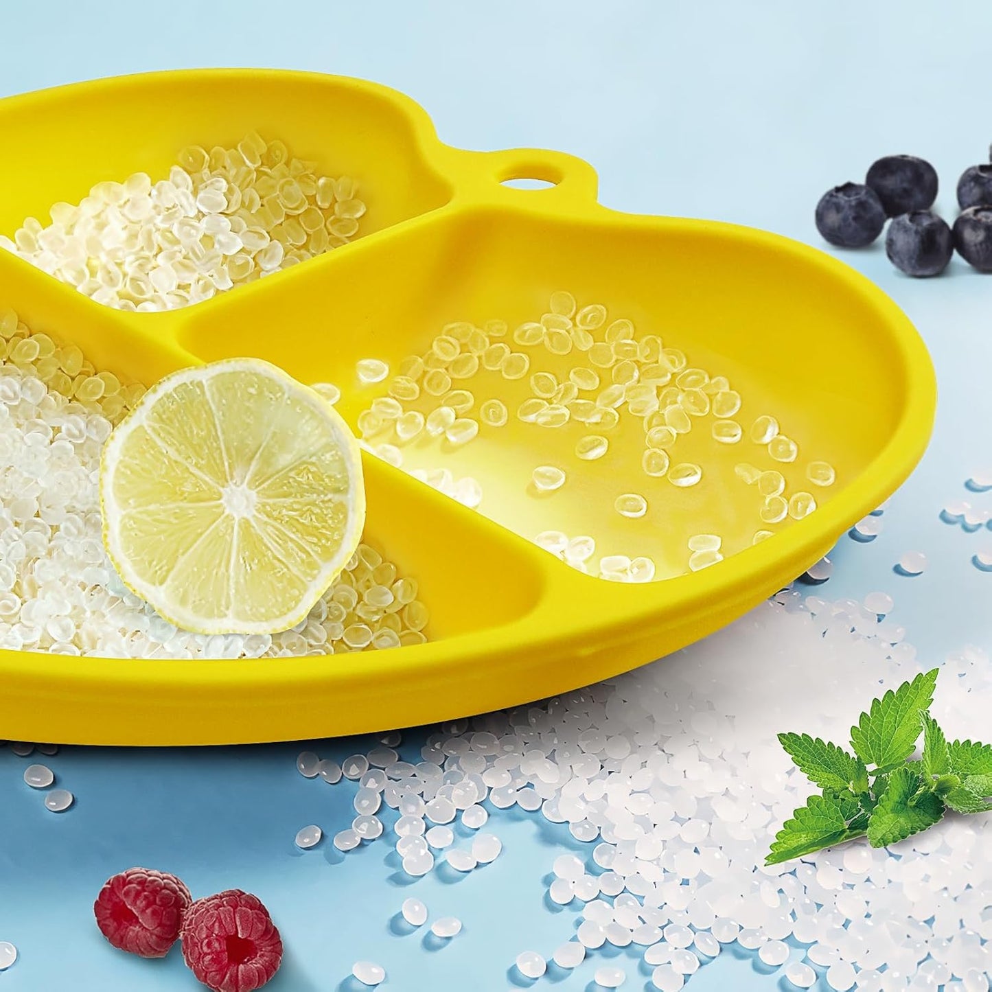 Placa de succión para bebés con tapa, corazón amarillo