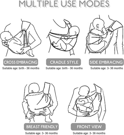 Portabebés de media envoltura, gris