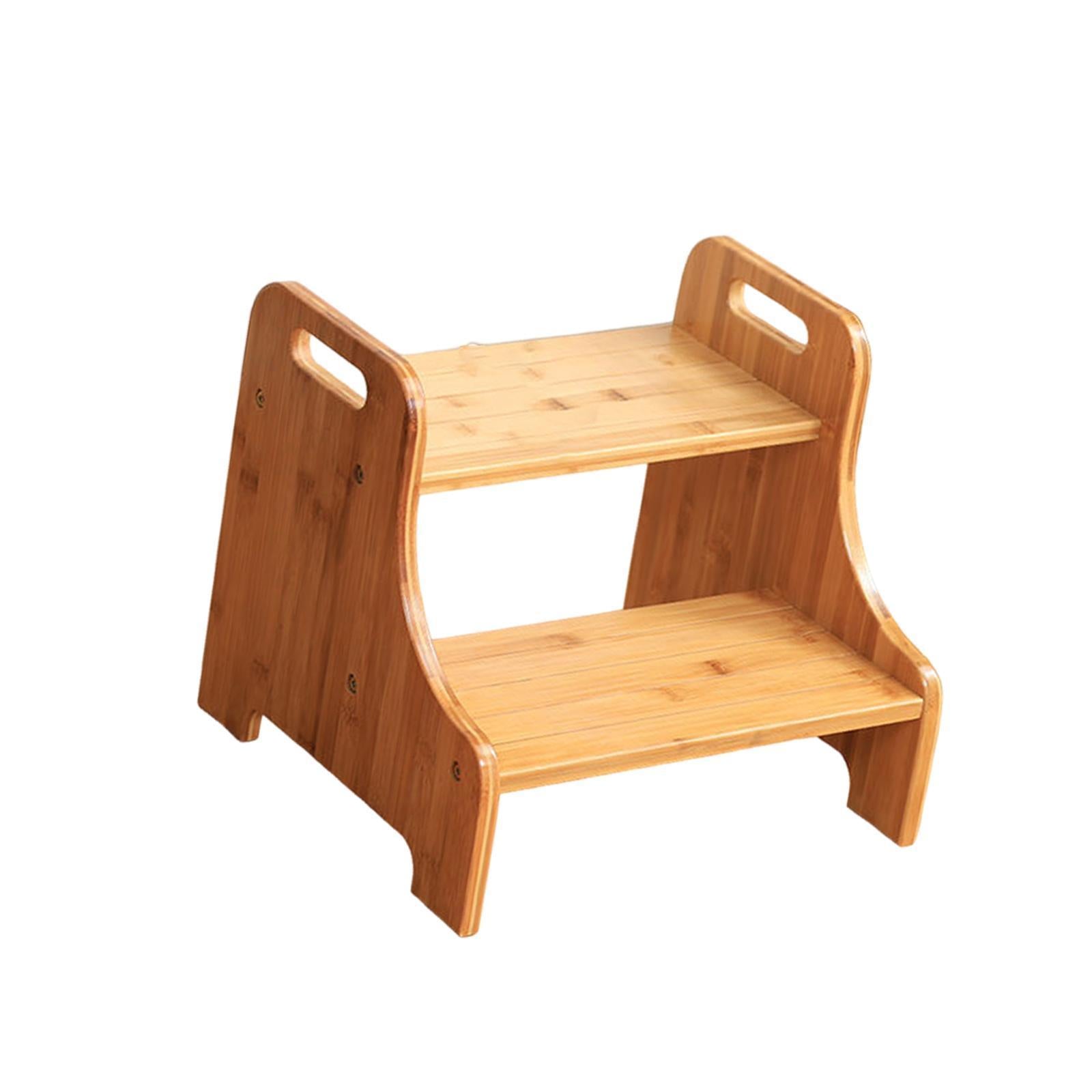 Taburete de madera natural de 2 escalones