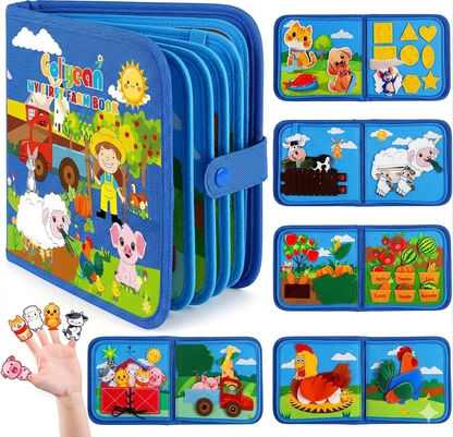 GOLIYEAN-Libro de actividades de la granja para niños pequeños, azul