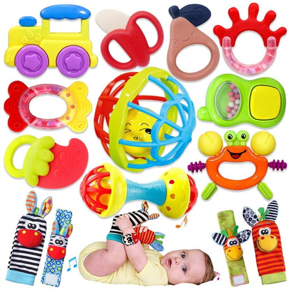 Juguetes para bebés, set de 14 piezas con sonajeros y mordederas, 0-12 meses