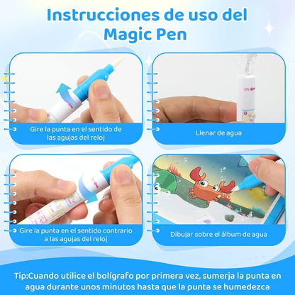 Libros de agua mágica para niños, 4 pcs