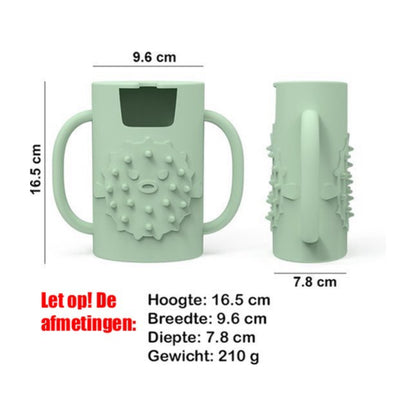 Soporte de silicona para bolsa exprimible o cartón de bebidas.