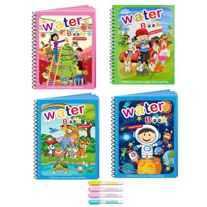 Libros de agua mágica para niños, 4 pcs