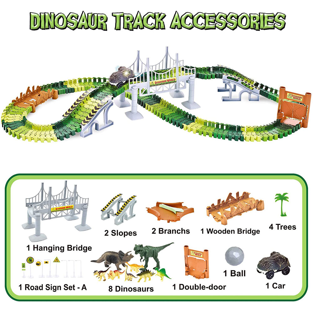 Juego de Pista Flexible para Armar de Dinosaurios Eléctrica de 216 Piezas