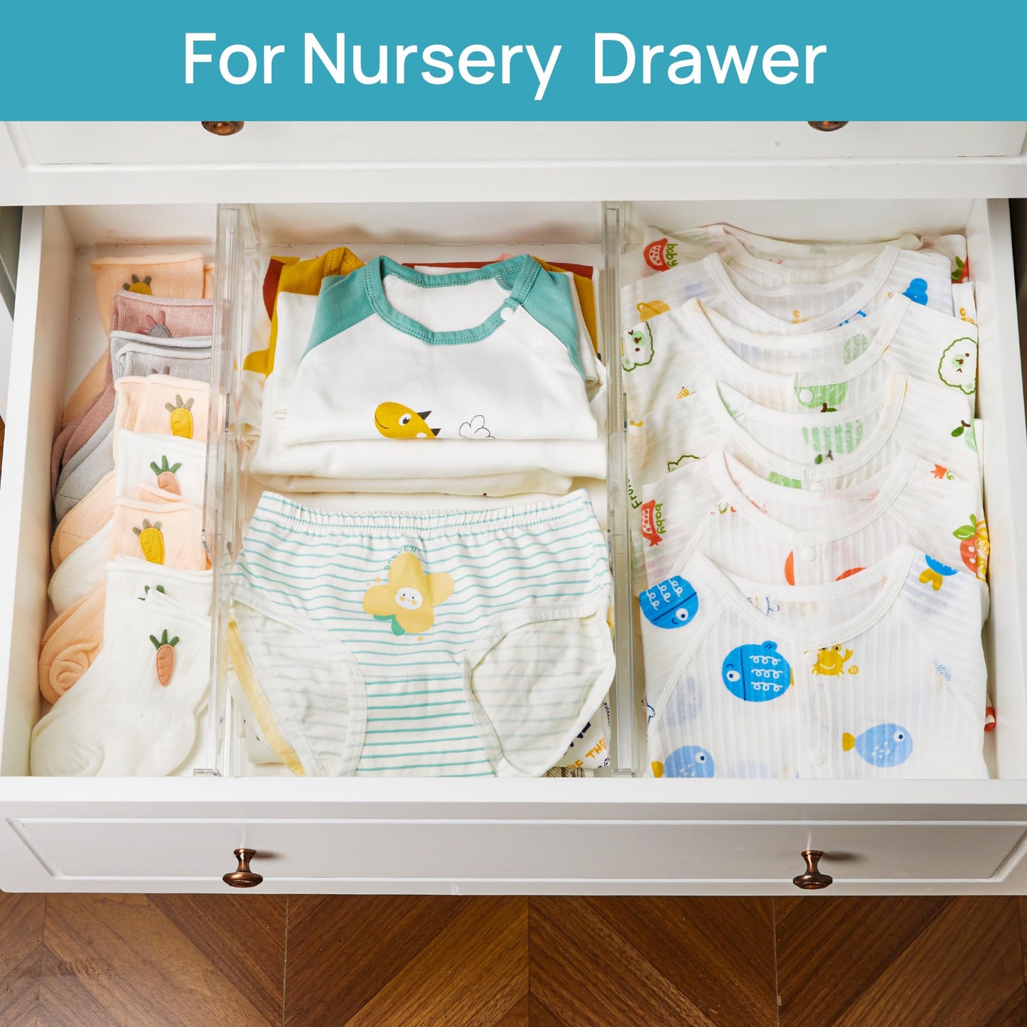 Vtopmart- Paquete de 7 separadores de cajones para ropa, 4 pulgadas de alto 10.2 a 16.6 pulgadas