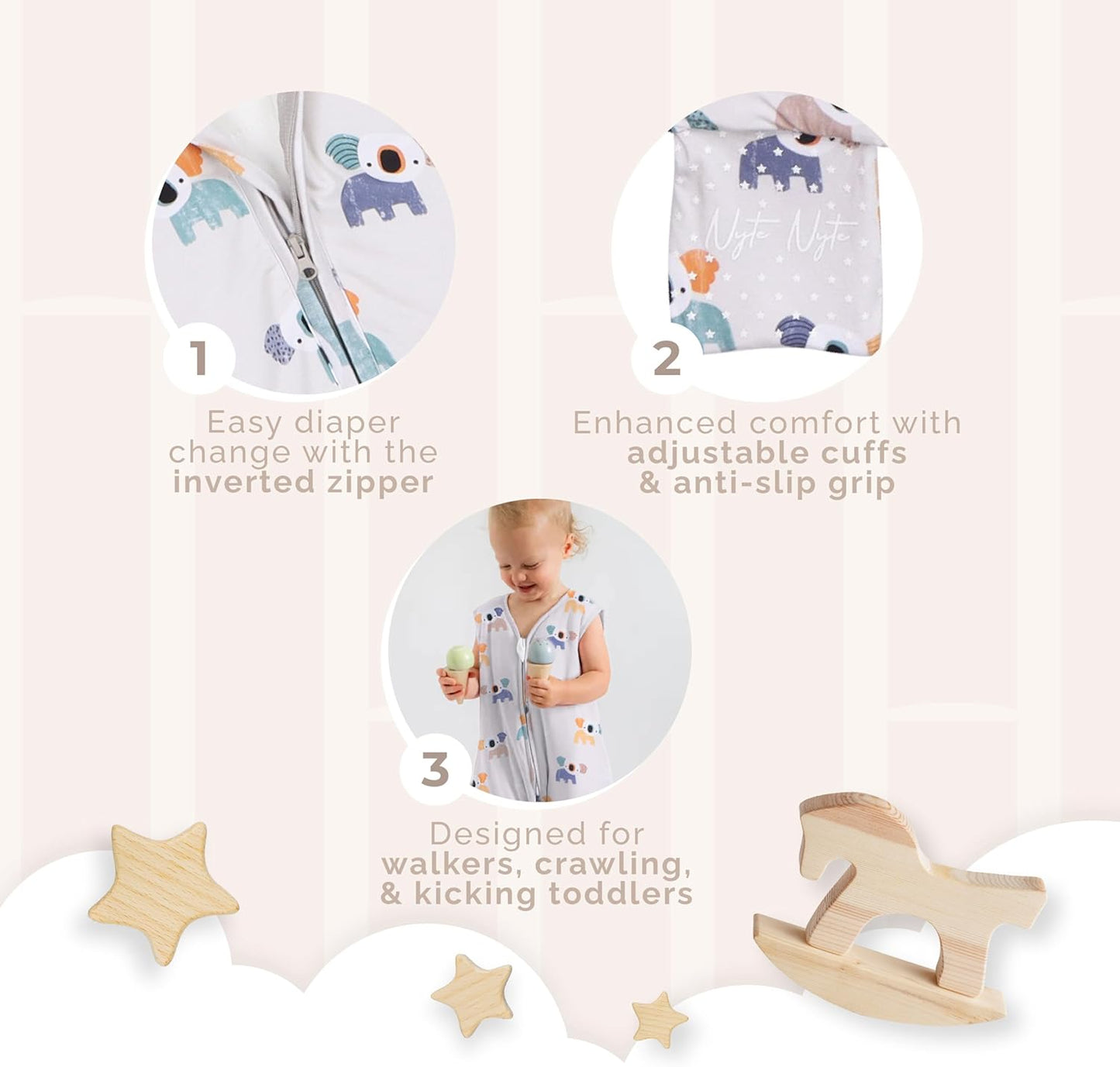 Nyte Nyte Baby - Saco de dormir suave sin mangas para bebés, 0-6 meses, 1.0 TOG