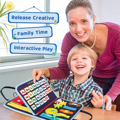 Tablero de actividades Montessori, libro ocupado para niños