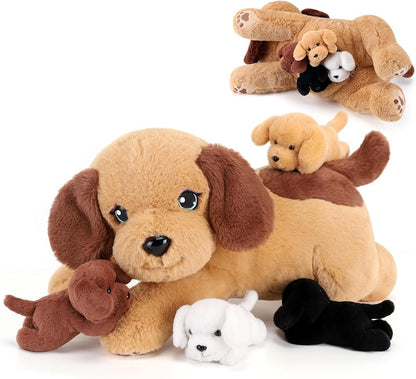 Peluche mamá con 4 cachorritos