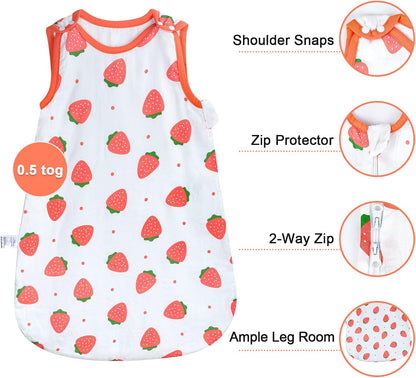 Saco de dormir para bebé MooMoo de 0.5 Tog, de muselina, 9-18 meses