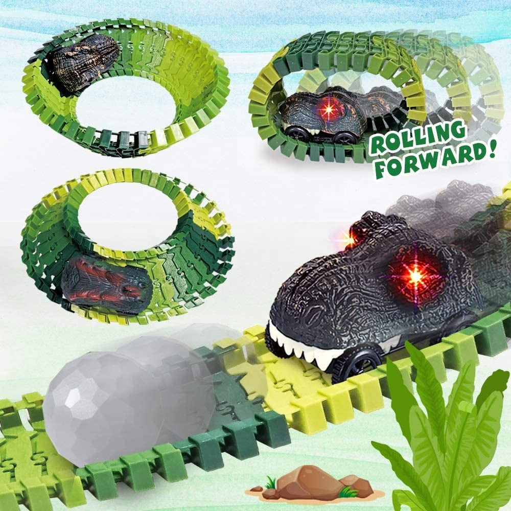Juego de Pista Flexible para Armar de Dinosaurios Eléctrica de 216 Piezas