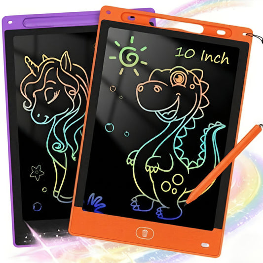 Paquete de 2 tabletas de escritura LCD de 10 pulgadas para niños, morado y naranja
