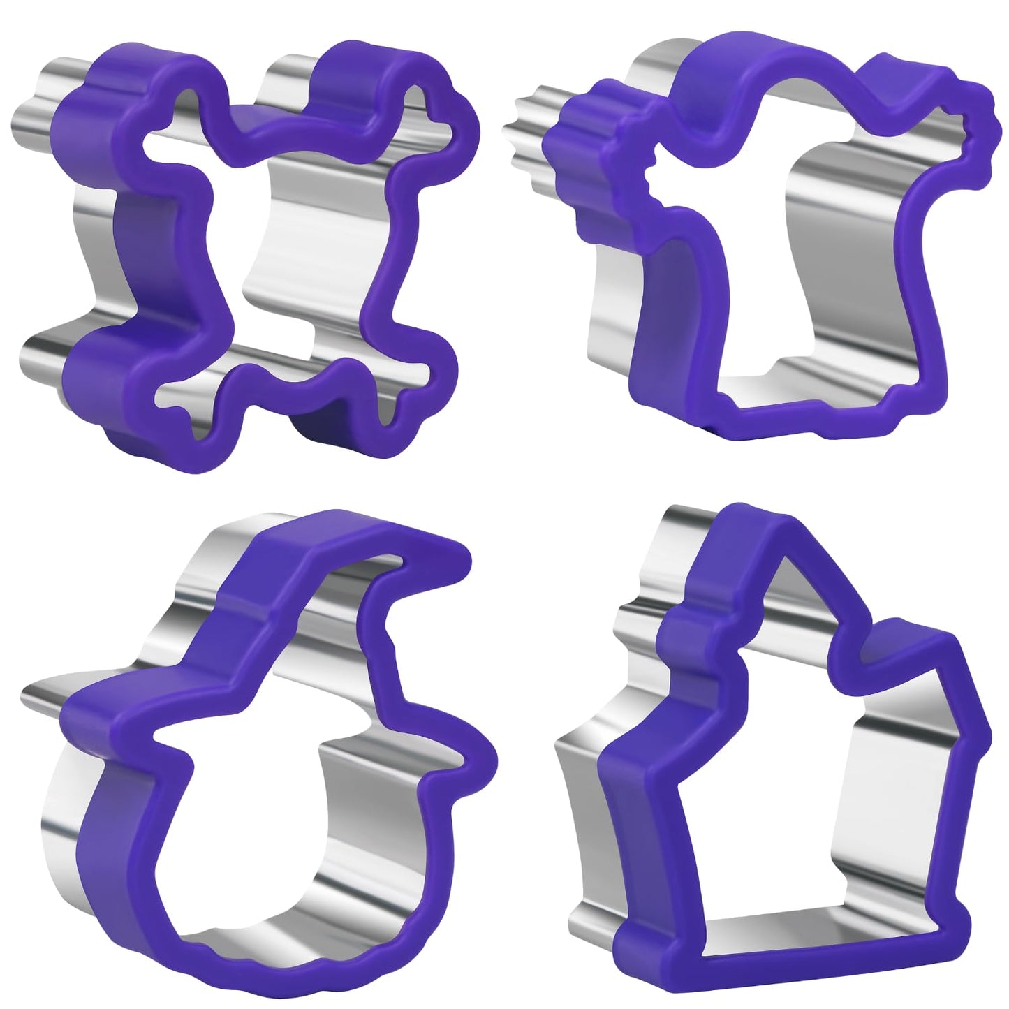 Orapink - Juego de 4 cortadores de galletas para Halloween, de acero inoxidable