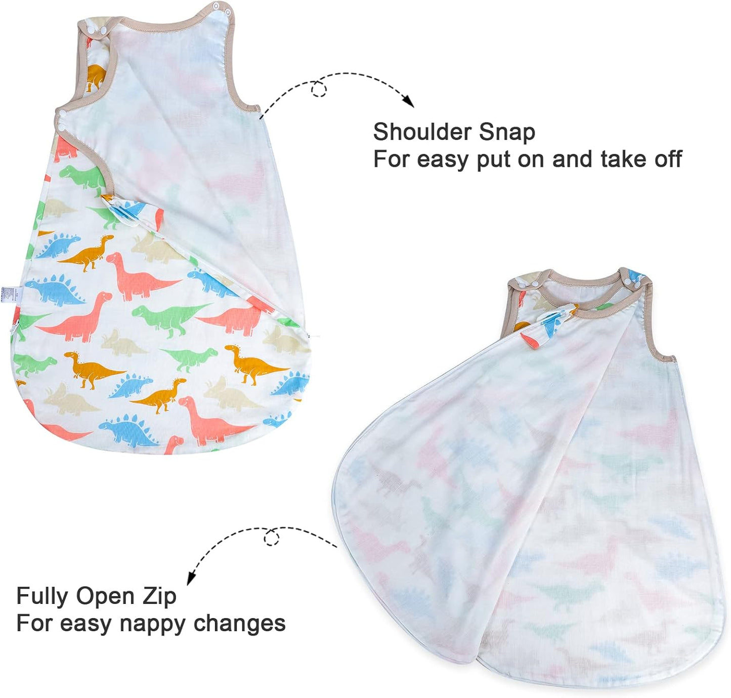 Saco de dormir para bebé MooMoo de 0.5 Tog, de muselina, 9-18 meses