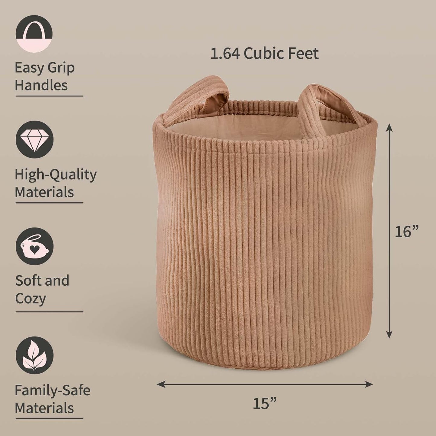 PUTSKA – Cesto para mantas, ideal para organizar, café