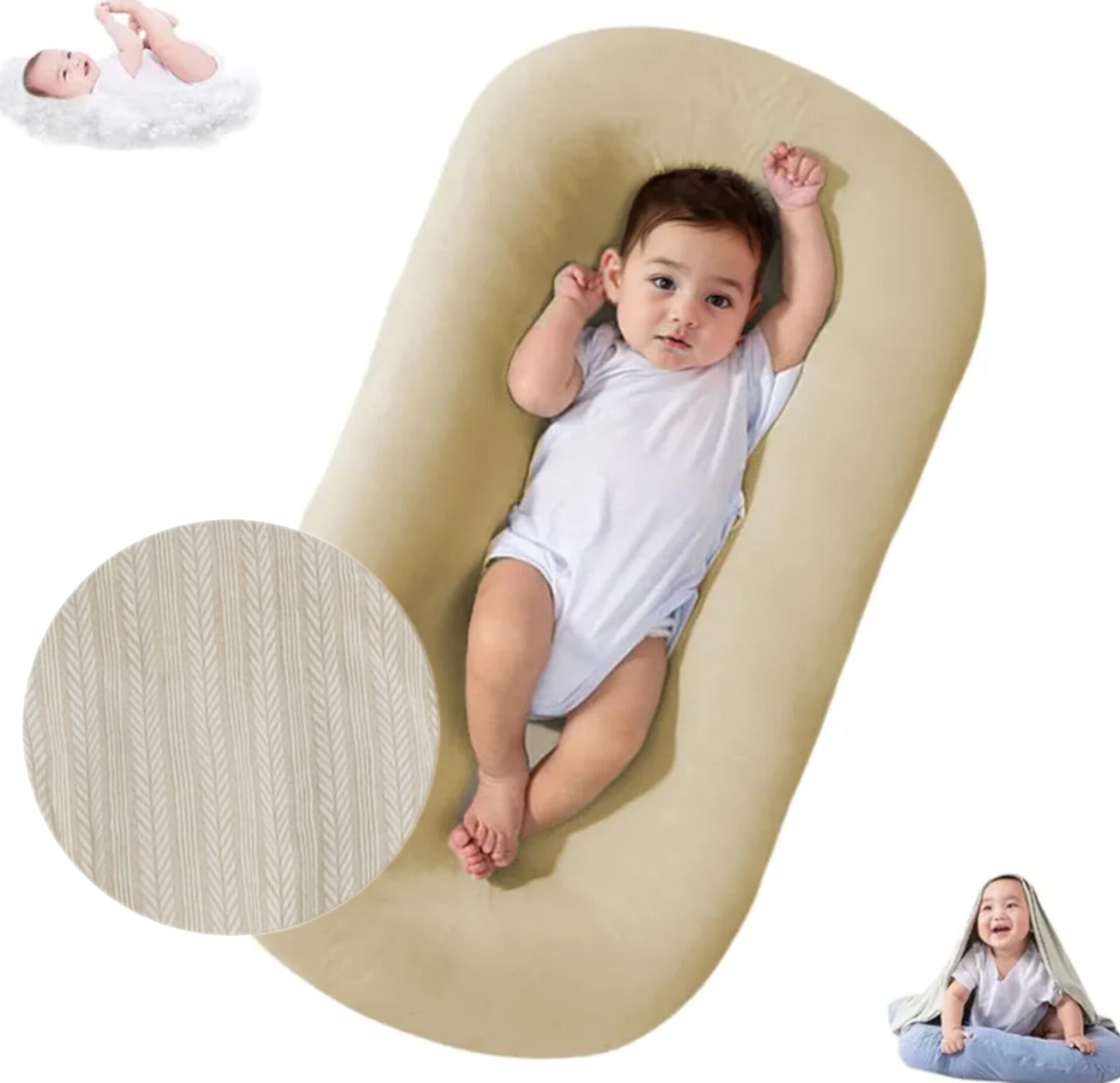 Lucakuins-Nido para bebe con forro extraíble, beige