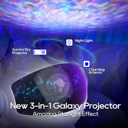 Proyector de estrella de galaxia, altavoces Bluetooth, temporizador de luz nocturna