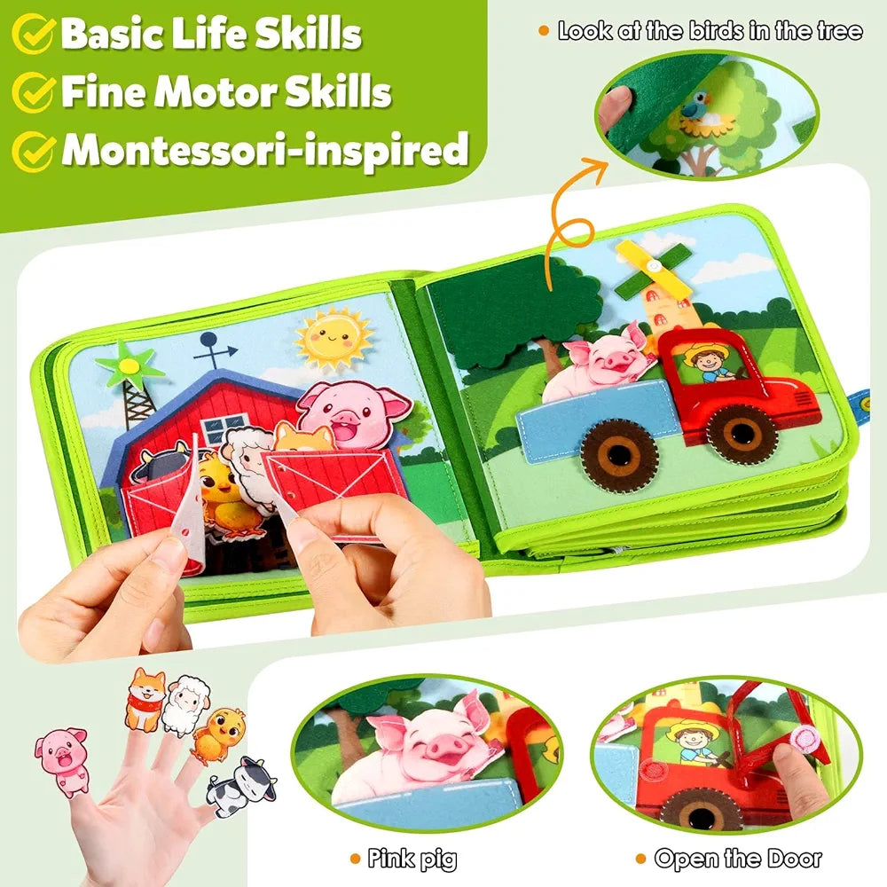 GOLIYEAN-Libro de actividades de la granja para niños pequeños, azul