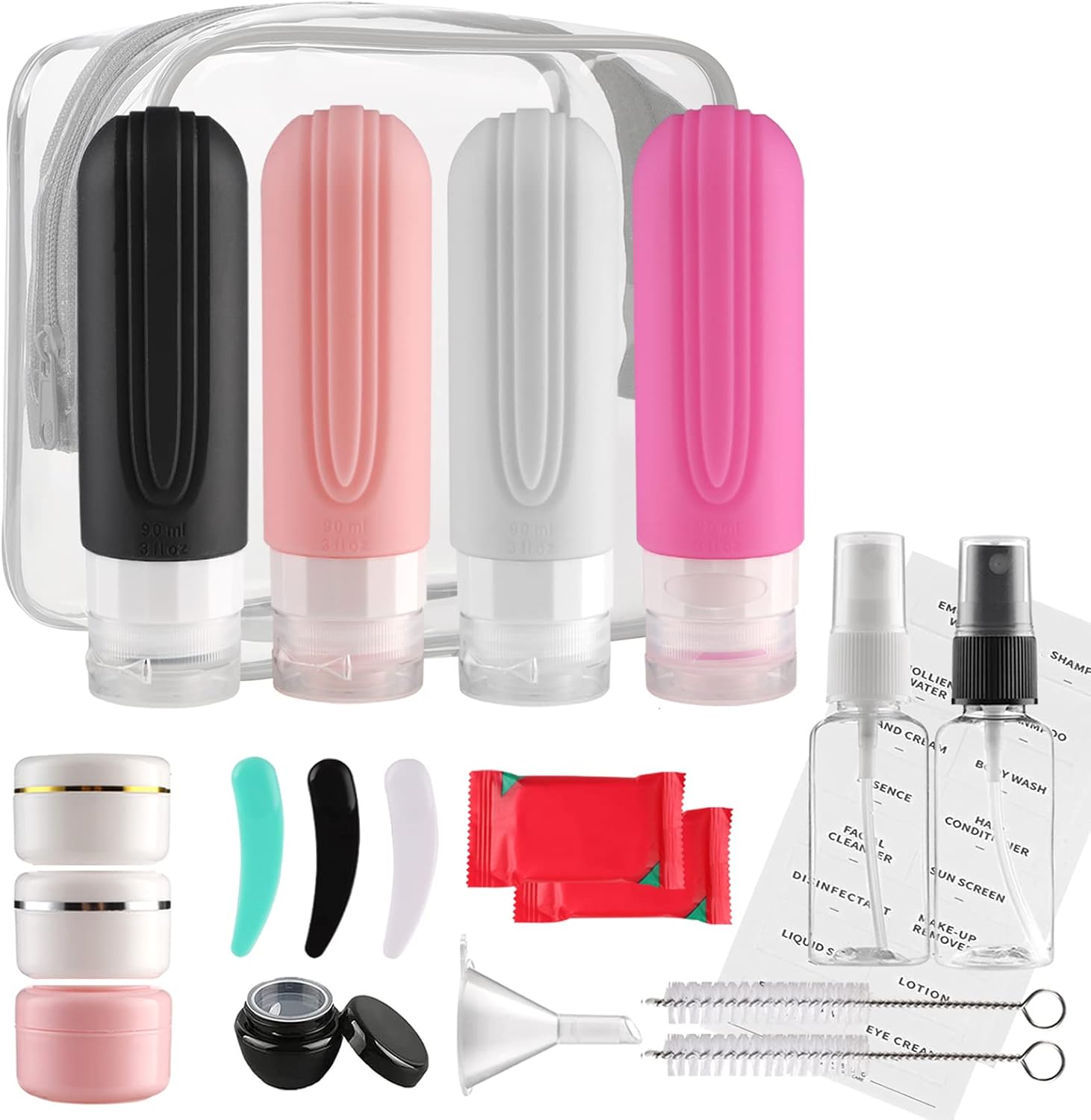 Botellas de viaje de silicona para artículos de tocador