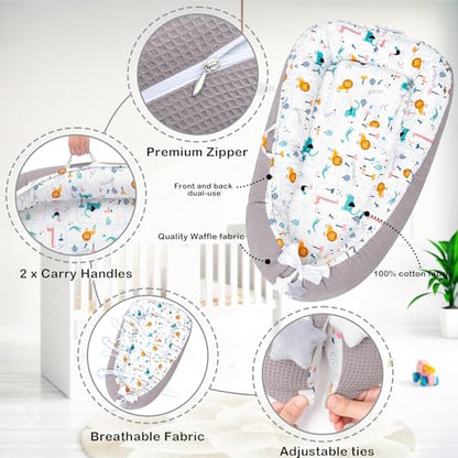 Nido para bebe, diseño safari/waffle