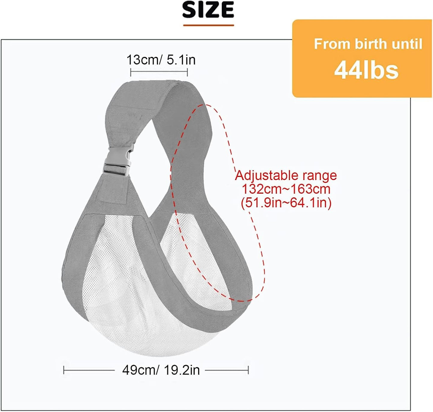 Portabebés de media envoltura, gris