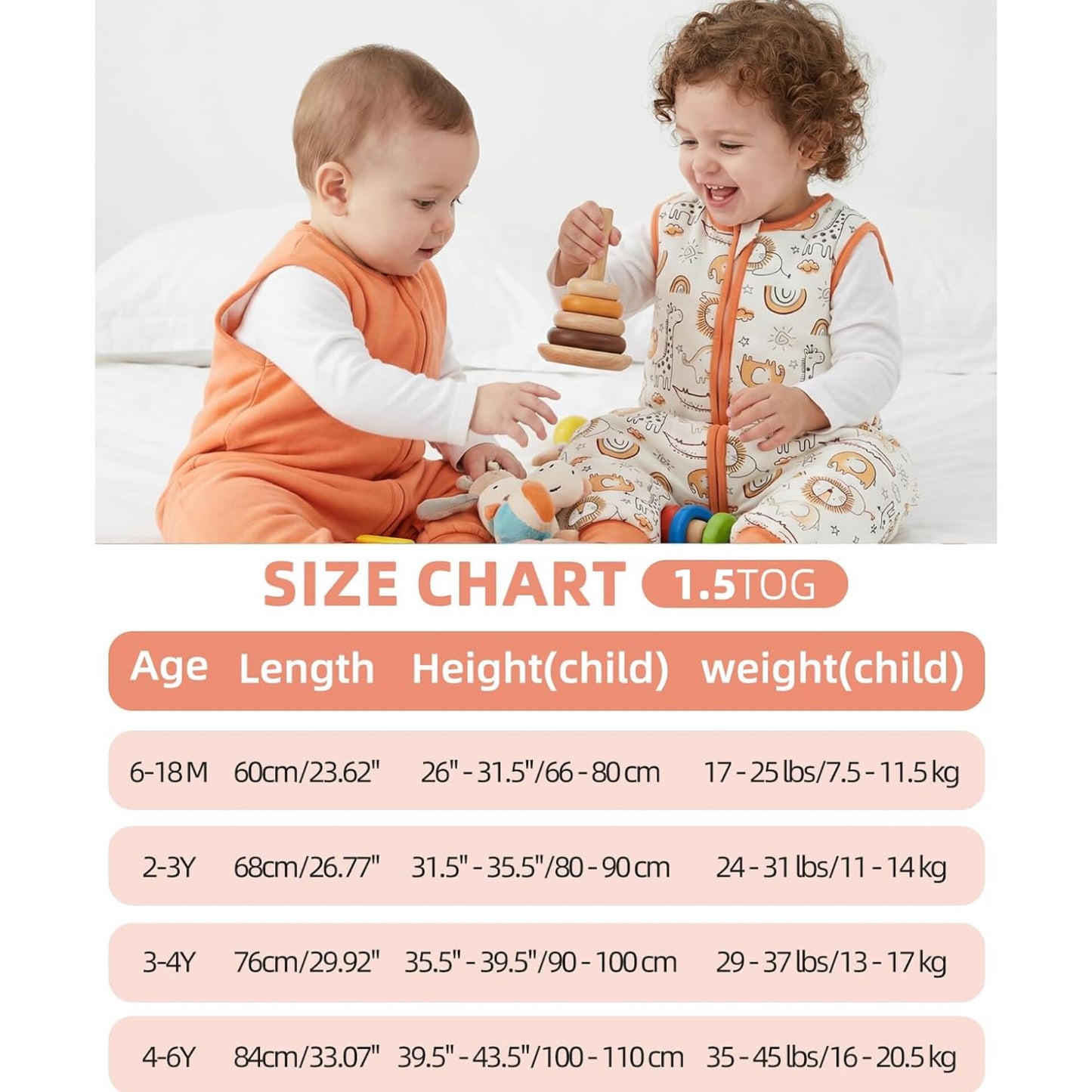 WYTbaby- Saco de dormir con piernas, 1.5 TOG, 2 a 3 años