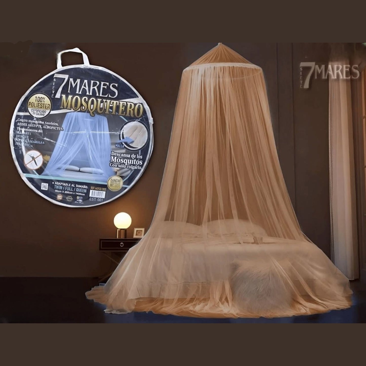 7 mares- Mosquitero para cama, beige