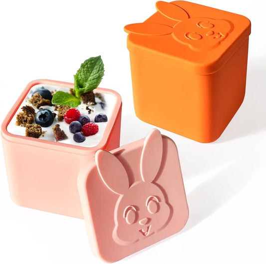 Contenedores de silicona, 2pcs, rosa/ naranja