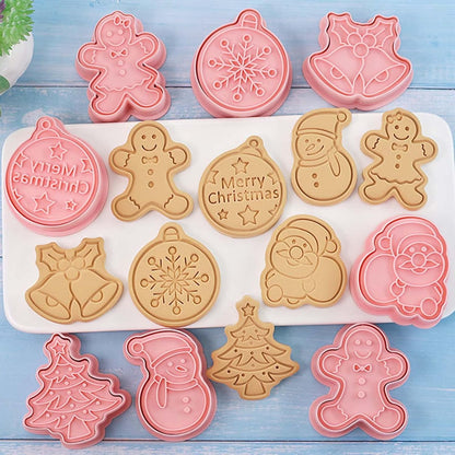 8 unids/set de cortadores de galletas con tema de Navidad