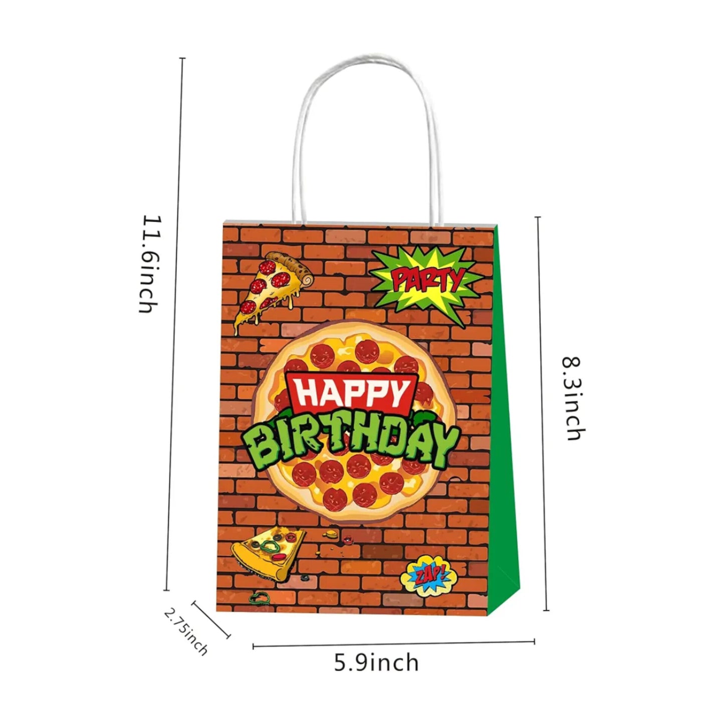 12 bolsas de regalo de fiesta Tortugas