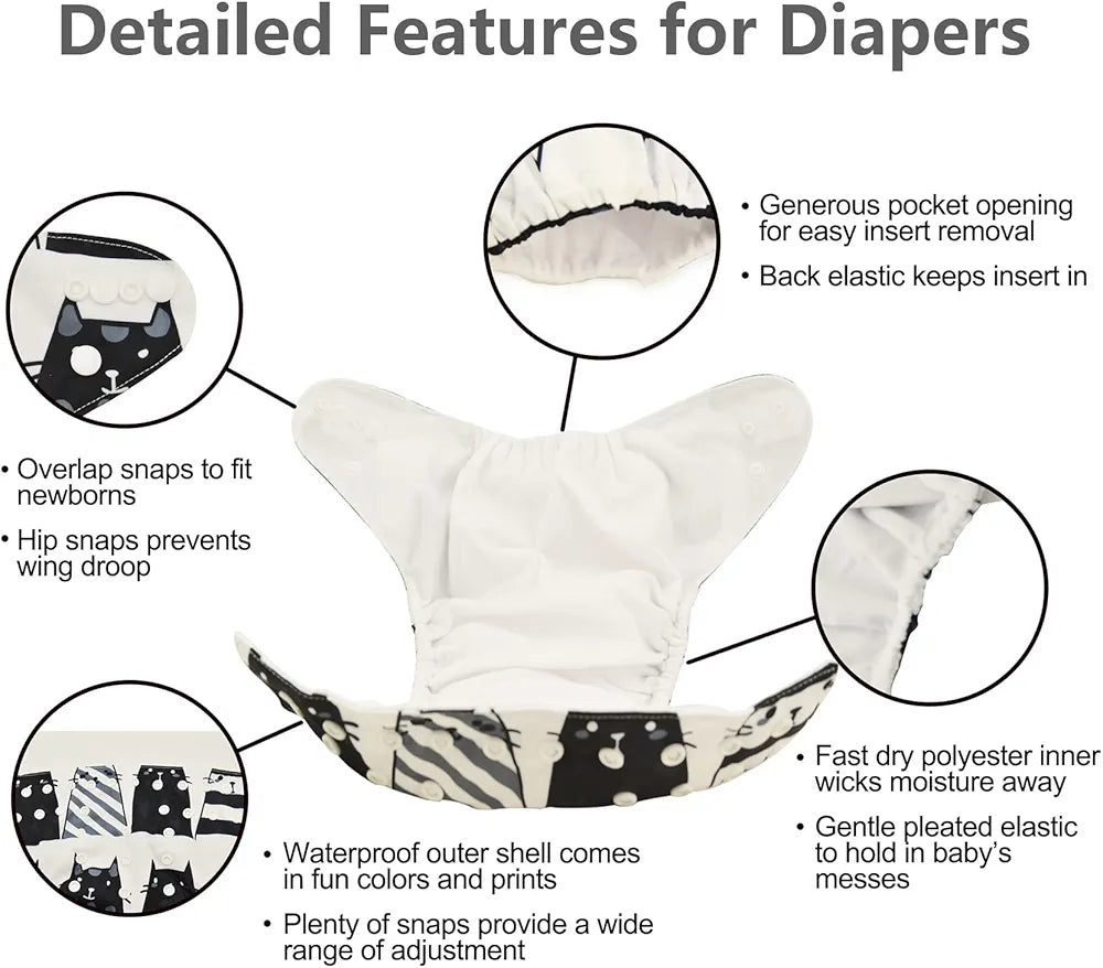 babygoal-Pañales de tela para bebé, paquete de 4 (no incluye insertos)