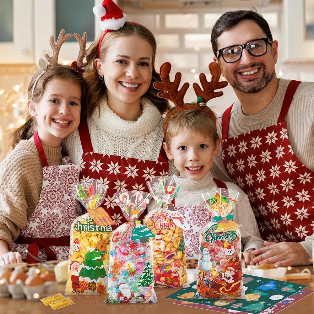Bolsas de celofán de Navidad, 100 bolsas