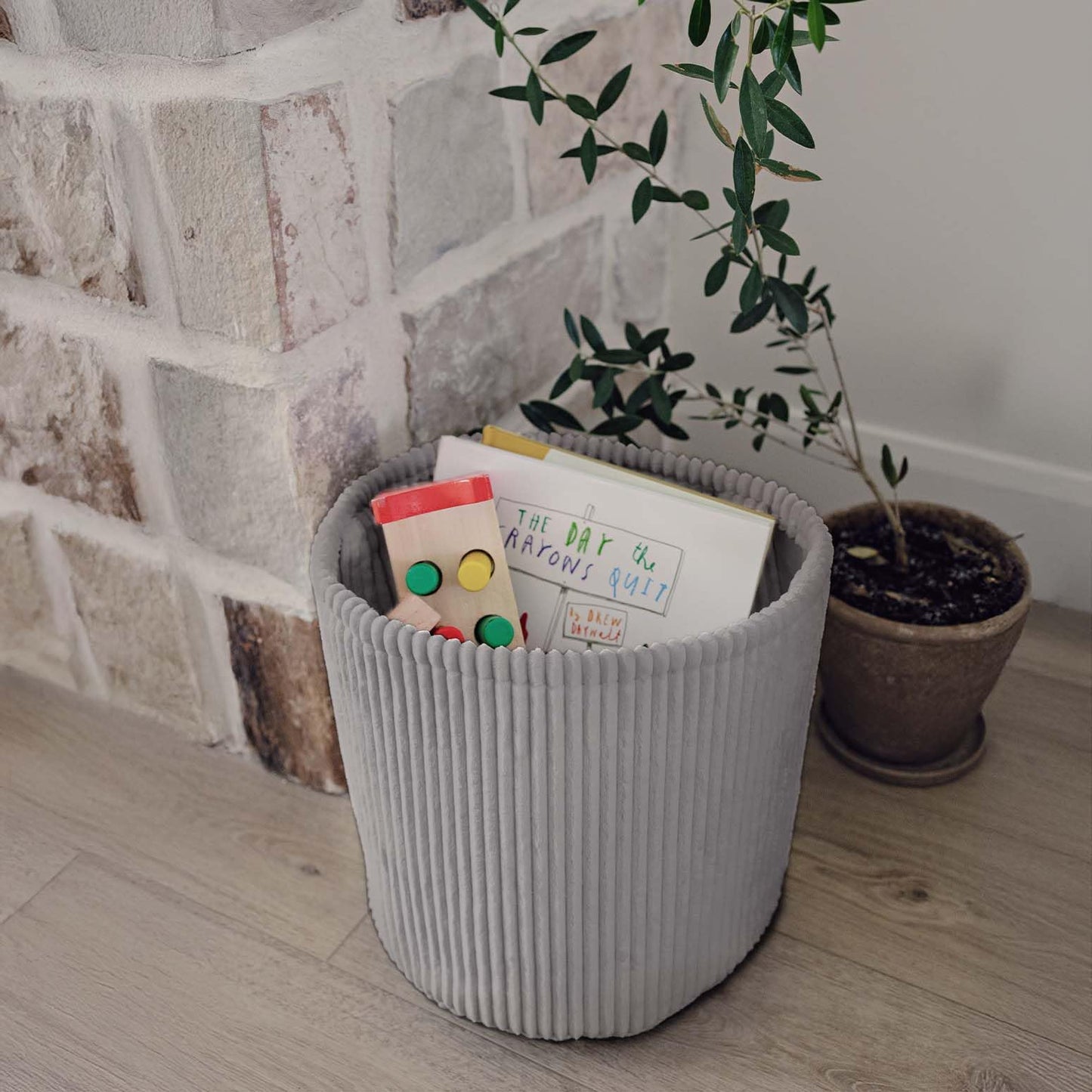 PUTSKA – Cesto para mantas, ideal para organizar, gris, 13x13"