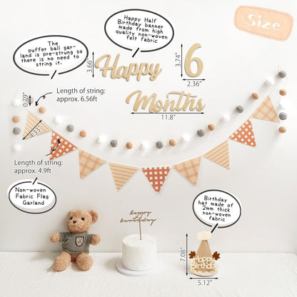 Cartel de feliz 6 meses de tela de fieltro