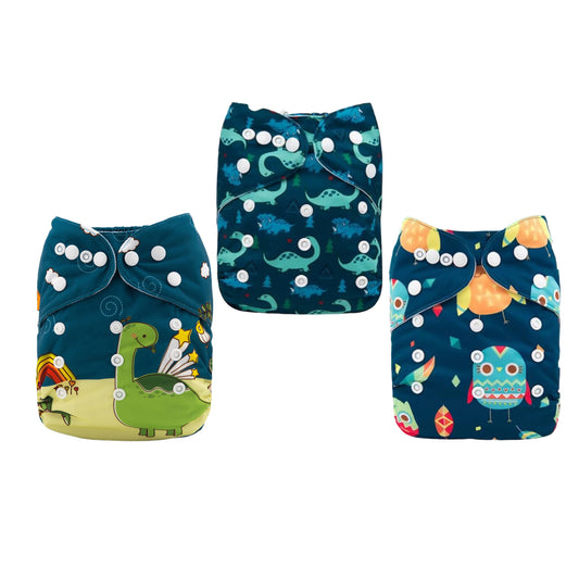 babygoal-Pañales de tela para bebé, 3 pañales +1 inserto