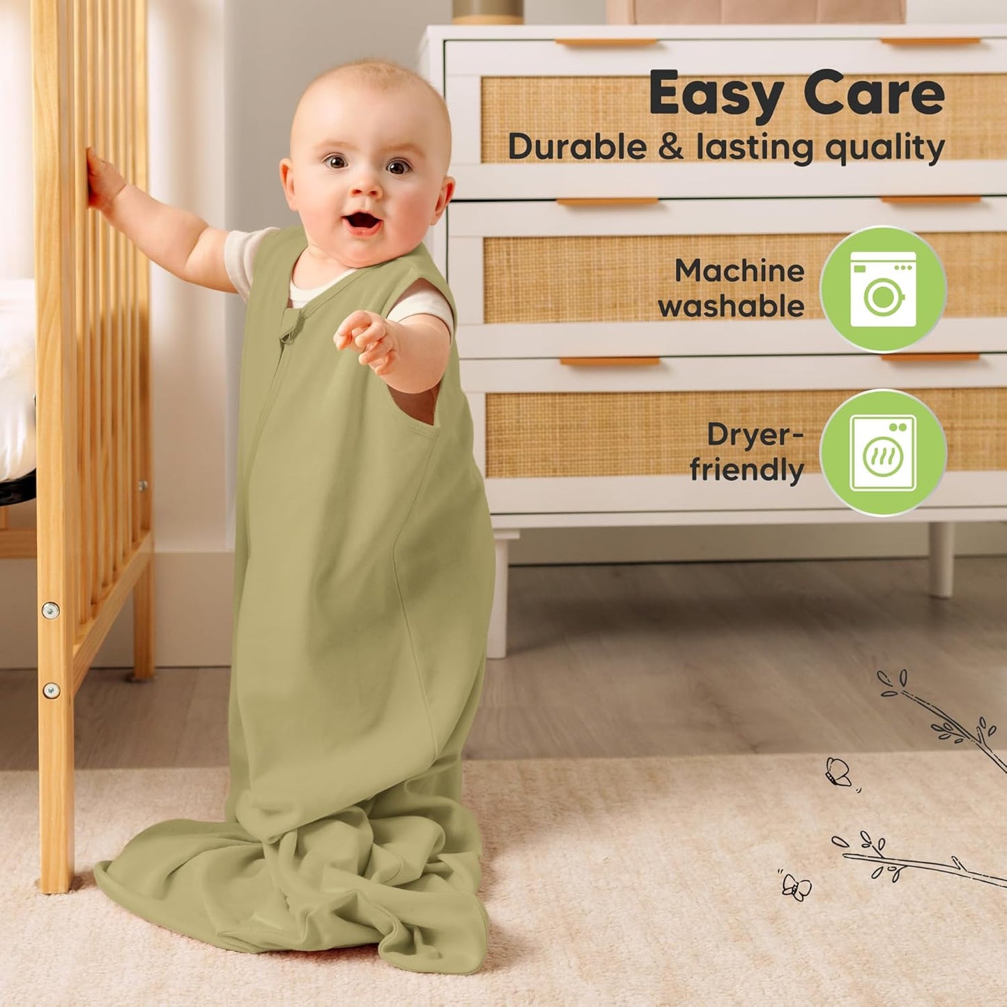 Keababies- Saco de dormir orgánico para bebé, 100% algodón, 5-15 meses, 0.5 TOG