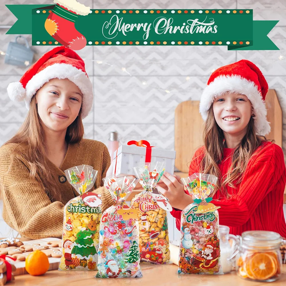 Bolsas de celofán de Navidad, 100 bolsas